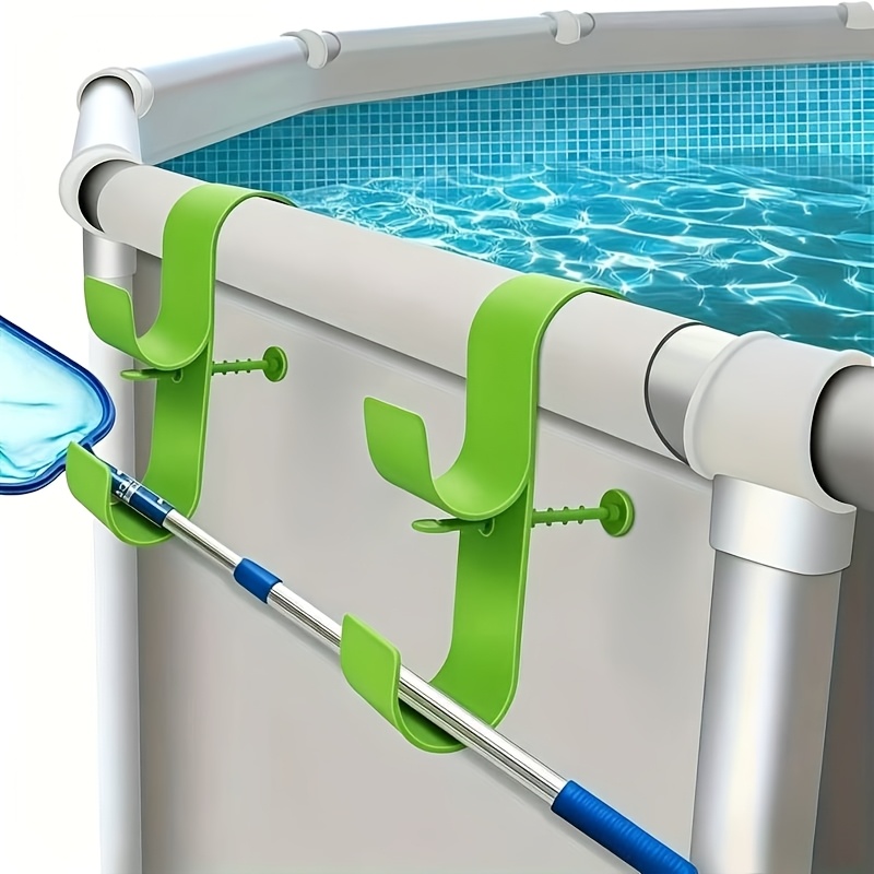 TEMU Support de perche de piscine réglable 1/2 pièces - Plastique durable, parfait pour piscines , inclut accessoires crochet pour filet et brosse de