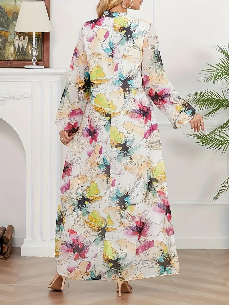 womens floral chiffon abaya dress long sleeve knee skirt - Temu Mauritius womens floral chiffon abaya dress long sleeve knee skirt - Temu Mauritius