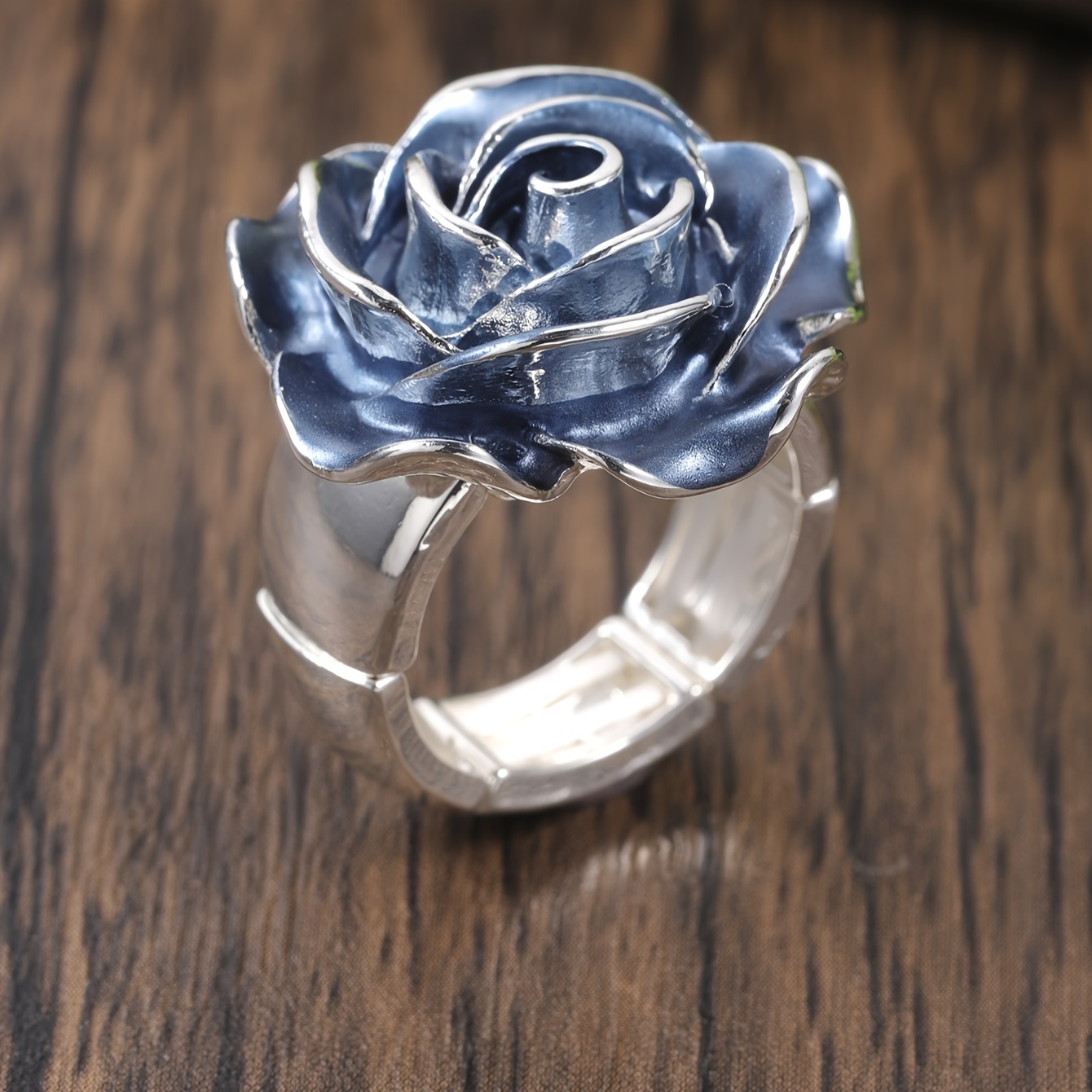 Women's Macaron-Colored Floral Stretch Ring