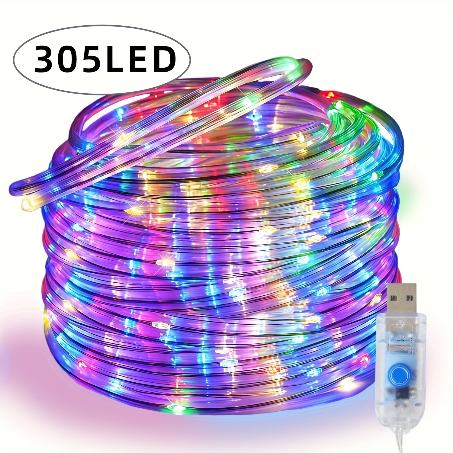 TEMU 1pc Patio Fairy Lights, Led Outdoor Garden Rope Lights, Usb-powered, 8 Lighting Controlled By Button, Suitable For Home, Patio, Porch, Fence,