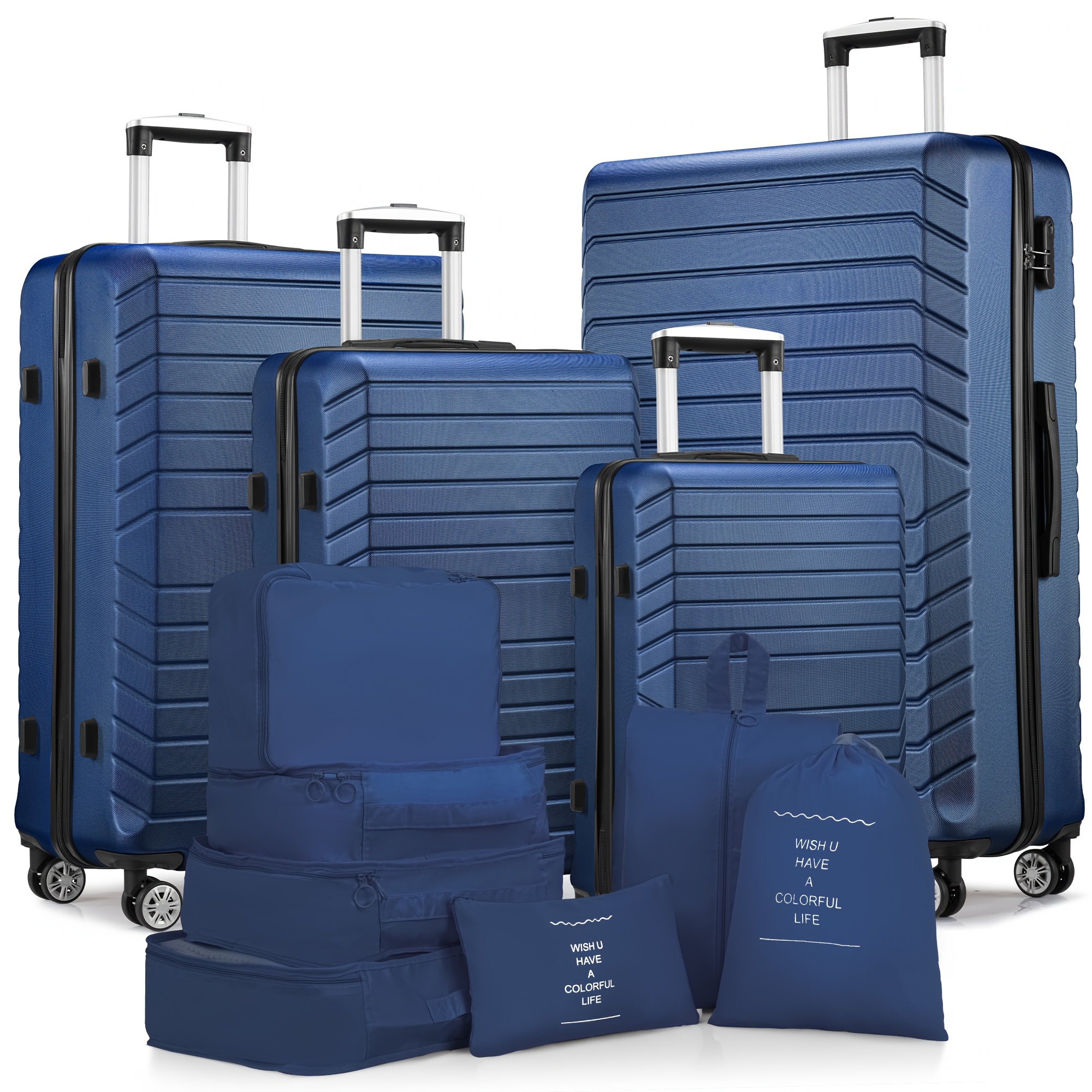 TEMU 9/10/11 Luggage Set (2/3/4 Suitcases + Bags) Large-capacity Suitcases With Telescopic Pull Rods Large-capacity Suitcases With Telescopic Pull