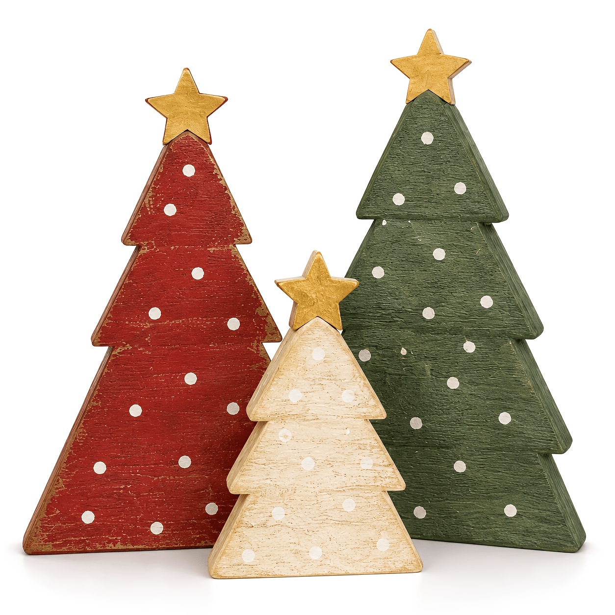 TEMU Farmhouse Christmas Table Centerpiece With Polpok Star Tree Topper - Artificial Wood Tray Decor Suitable For Mantel, Kitchen Shelf, Dining Table