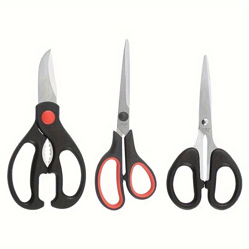 

3-piece Stainless Steel Kitchen Shears Set, Ambidextrous Multi-function Heavy-duty Meat Scissors, Durable Blade Material For Home And Professional Use.