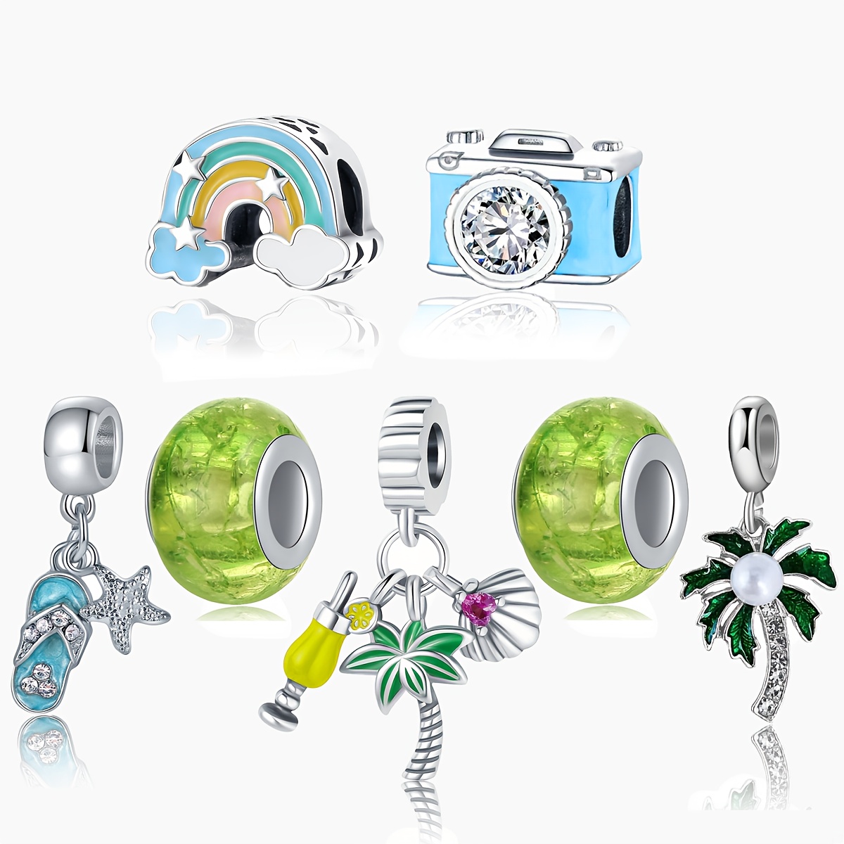 TEMU Ensemble de 7 perles avec une fabrication , comprenant des pendentifs de et d'étoile de mer, parfait pour des bracelets et des