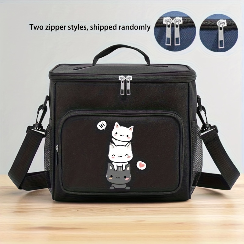 TEMU Kawaii Cooler & - Portable For Food Preservation, Oxford Cloth Temperature Gadget Suitable For Work, Picnics, Office - Cute Cat Non-food Contact