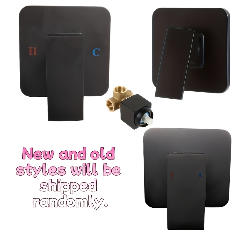 TEMU Black Hidden Installation Showerhead Set, Embedded Shower Faucet, Wall-mounted Shower, Single Function Bathroom Hot And Cold Water Mixer Valve,