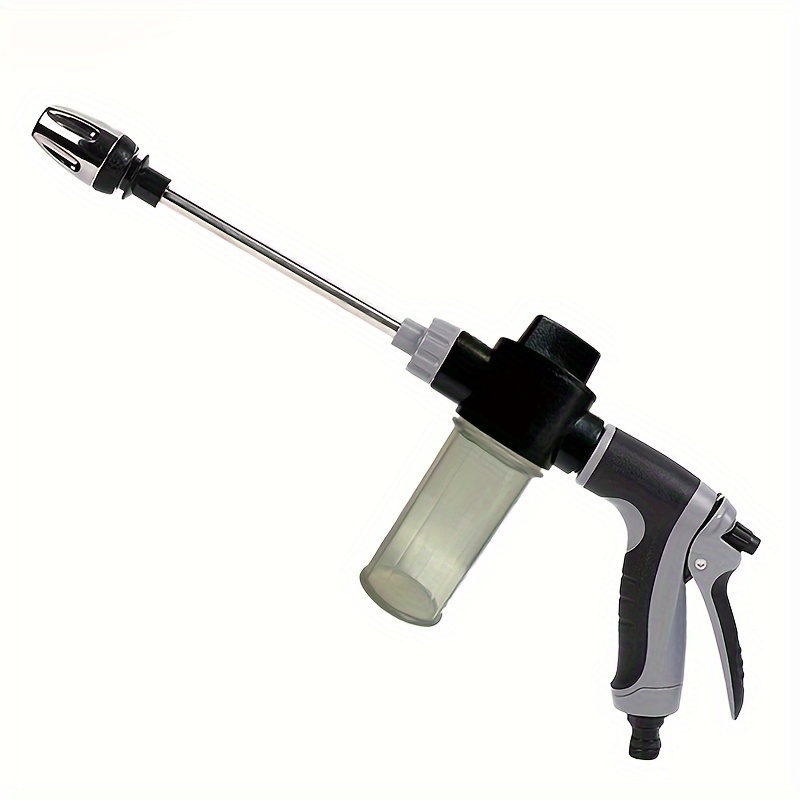 TEMU 1pc High-pressure Car Washing Gun, Garden Hose Nozzle, Adjustable Thickening Rod Spray, With Copper Plated Head, Universal 3/ 4 "and 1/ 2" Quick Connection Adapter, For Rv Cleaning Tools