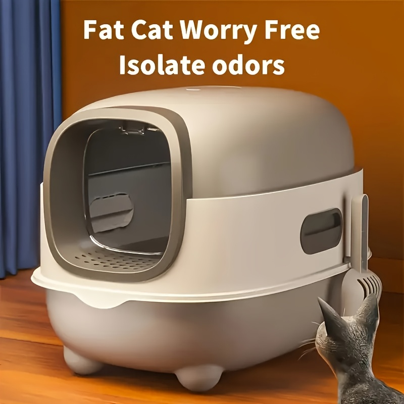 Spacious Cat Litter Box Designed to Prevent Splashes, Fully Covered, Odor-Proof, Suitable for Both for Large And Small Cats, with a Capacity of 15Kg