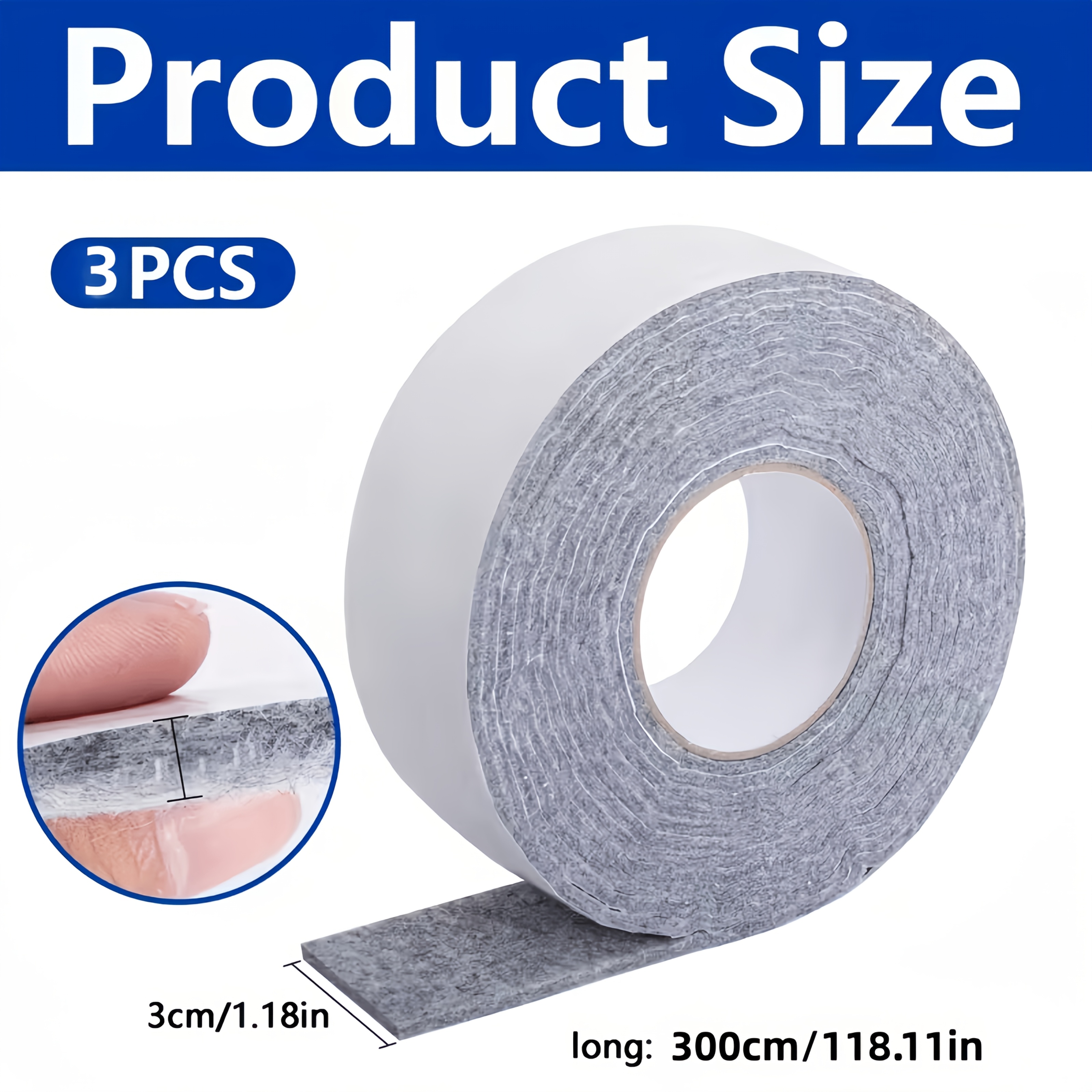 Image of 3pcs Gray Window Anti-condensation Absorbent Strips - Self-adhesive Reusable Tape - Felt Moisture-absorbing Sealing Strips, For Absorbing Moisture And Keeping Dry