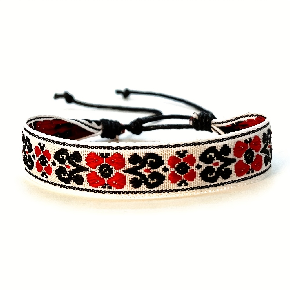 TEMU Spring/summer New Women's Vintage Ethnic Style Bracelet, Multicolor Nepalese Bohemian Printed Fabric Couple Bracelet, Autumn/winter Friendship