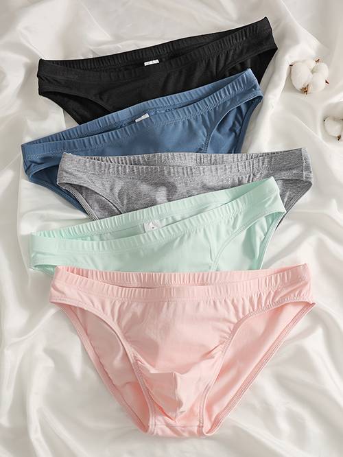 5st heren katoenen slips - ademend & comfortabel fit ondergoed in diverse kleuren ( , grijs, , mintgroen, lichtblauw) met elastische tailleband, machinewasbaar
