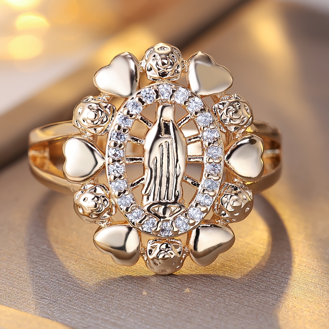 Women's Heart-Edge Synthetic Zircon Ring, Fashionable