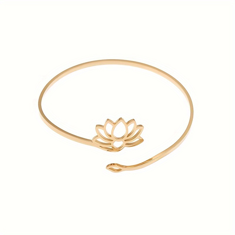 A Stylish And Steel Hollowed-out Matte For Lotus Adjustable Bracelet For Men And Women, Versatile For Casual Wear, Trendy Party Accessories, And Gifts.