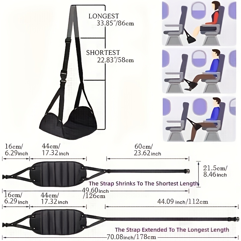 A Foot Hammock for Airplanes, Footrest, Travel Footrest for Flights, Hanging Leg Hammock with Straps, Portable Travel Accessory, Adjustable Height for Use in Planes, Trains, And Offices.