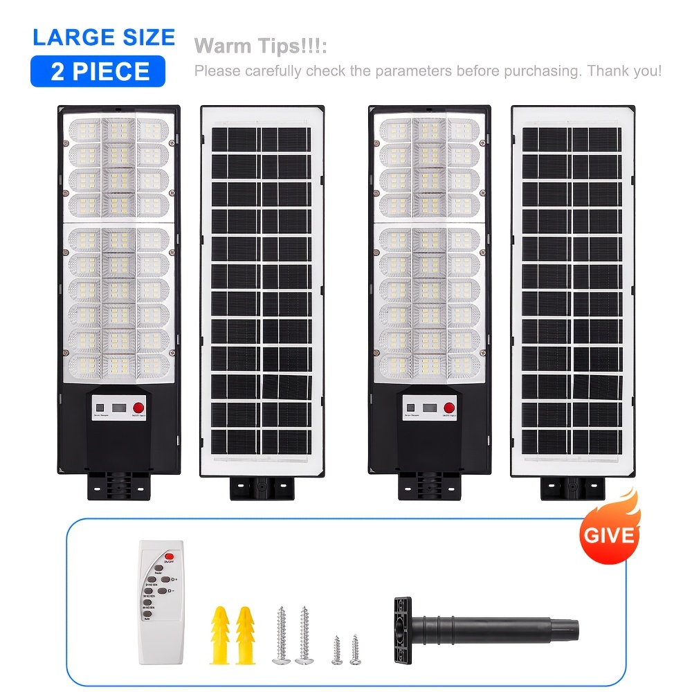 TEMU 2pcs Outdoor Solar Lights, Wide-angle Night Lighting With 6500k White Light, Waterproof Security Lights With Motion Sensor, Remote Control, And