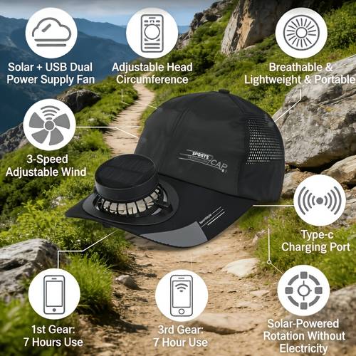 solar usb dual powered fan hat with extended brim duckbill cap portable solar fan hat baseball cap adjustable fan comfortable breathable lightweight fabric adjustable head fan hat suitable for men and women