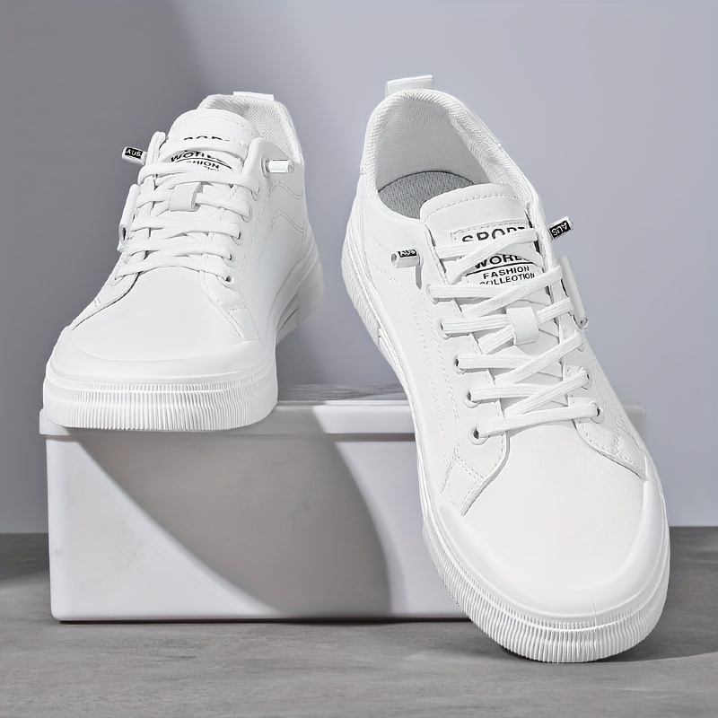 Fashion-Forward Men's Sneakers for Spring & Fall - Versatile Black with White Accents, Casual Lace-Up Style, Durable PU Upper & EVA Insole, Perfect for Casual Attire