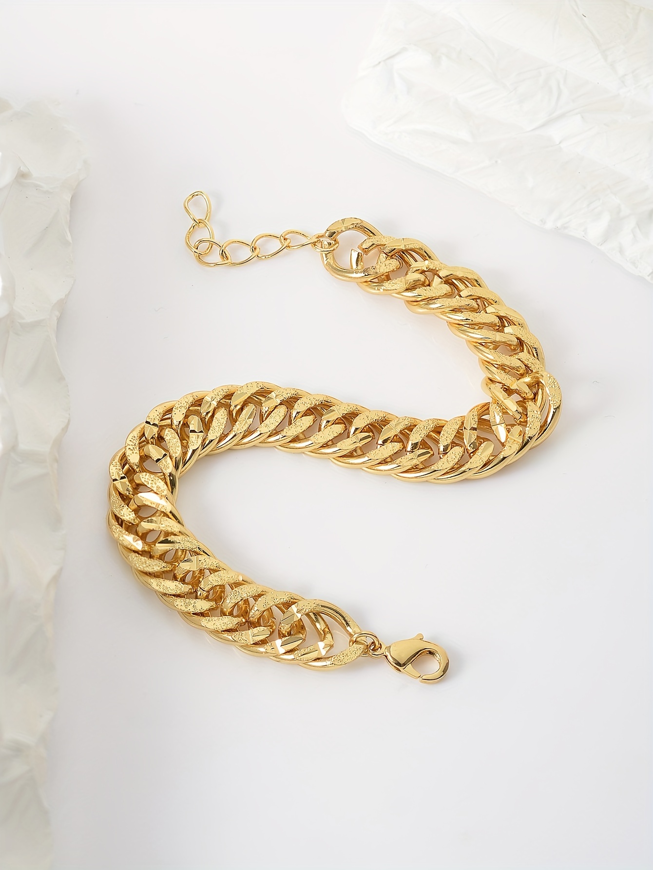 vintage hip hop style thick chain bracelet 18k gold plated cuban link fashion jewelry for women details 3