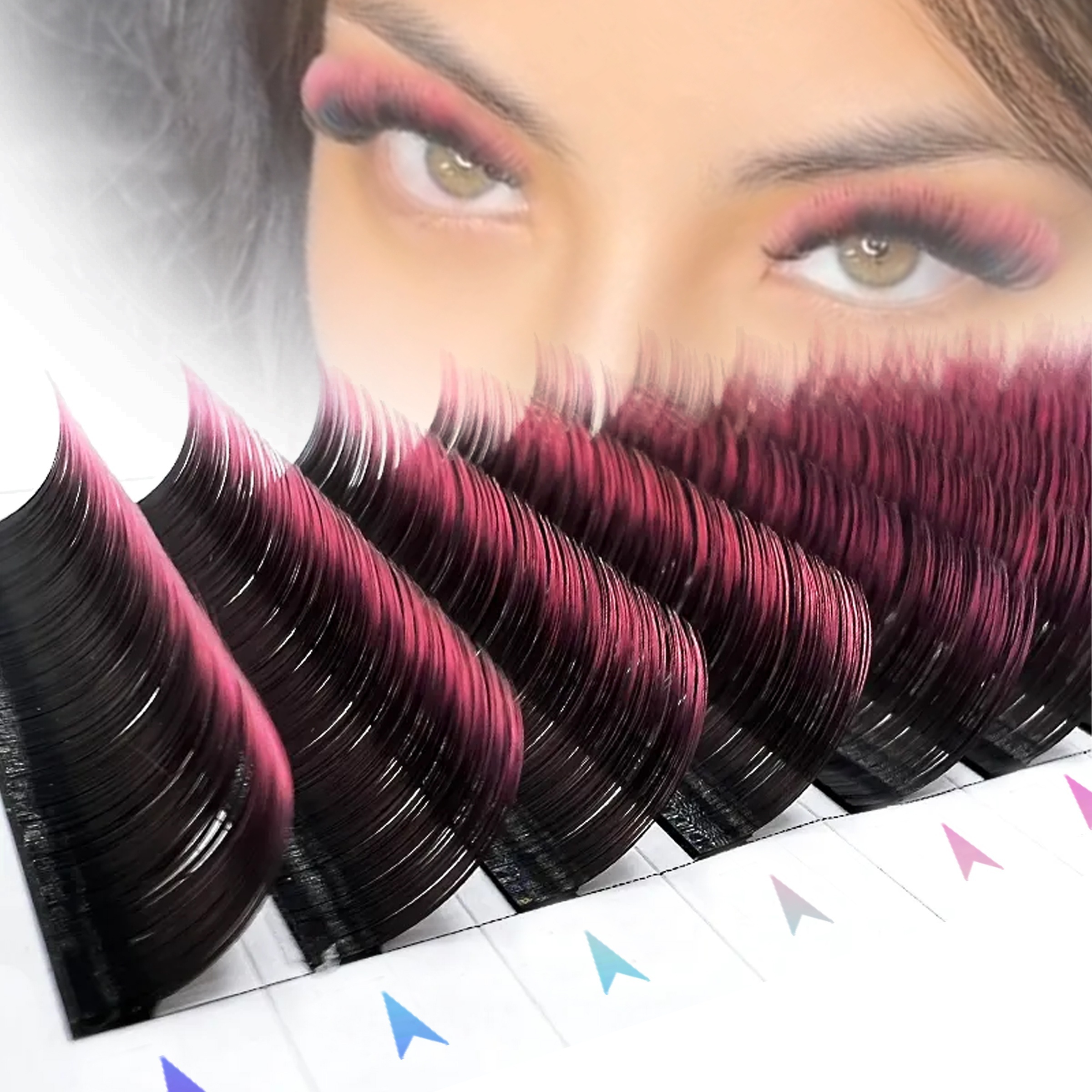 

Comango New Gradient Pink 0.07 Mix8-15mm Color Eyelash Extension Individual Mink Ombre False Eye Colored Lashes