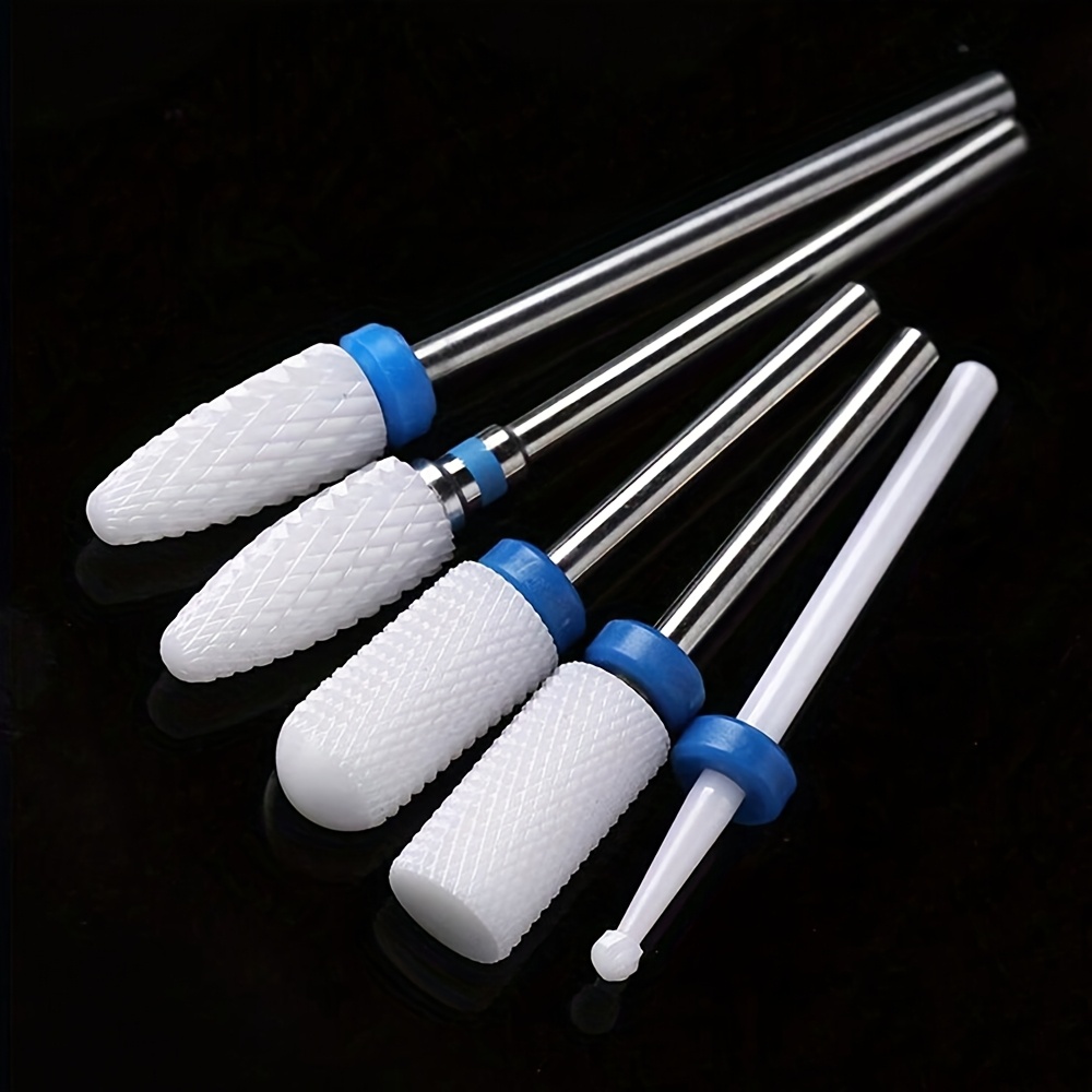 TEMU Ceramic Nail Drill Bits Set, 3/32'' (2.) Professional Acrylic Nail File Drill Bit For Manicure Pedicure Cuticle Gel Nail Polishing 5pcs