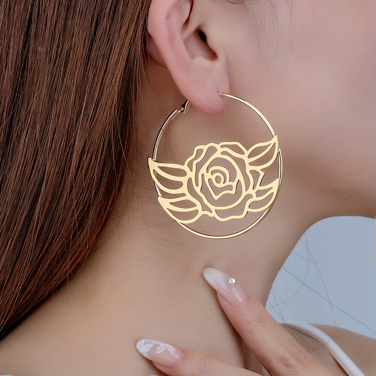 Aretes Decorativos Flores Color Sólido Accesorios