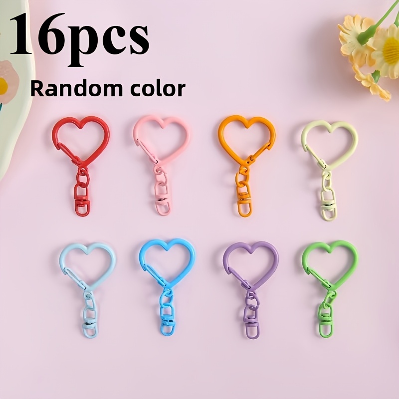 TEMU 16 Mixed-color Heart-shaped Rotating Hooks, Keychains, Keychain Clips With Lobster Buckles, Jewelry-making Materials, Keychain Additions, Bag