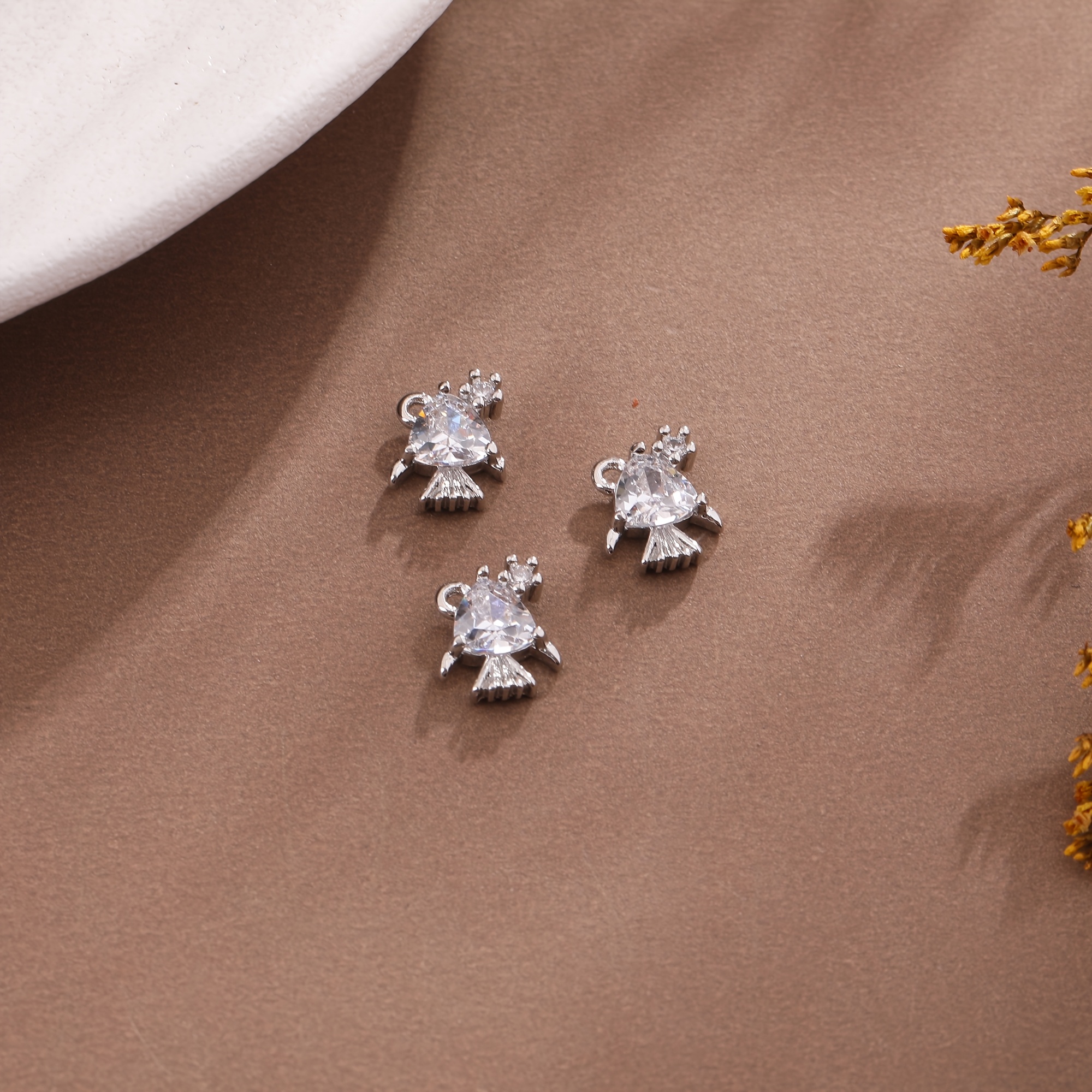 3pc Christmas Copper & Zirconia Pendant Set, Handcrafted