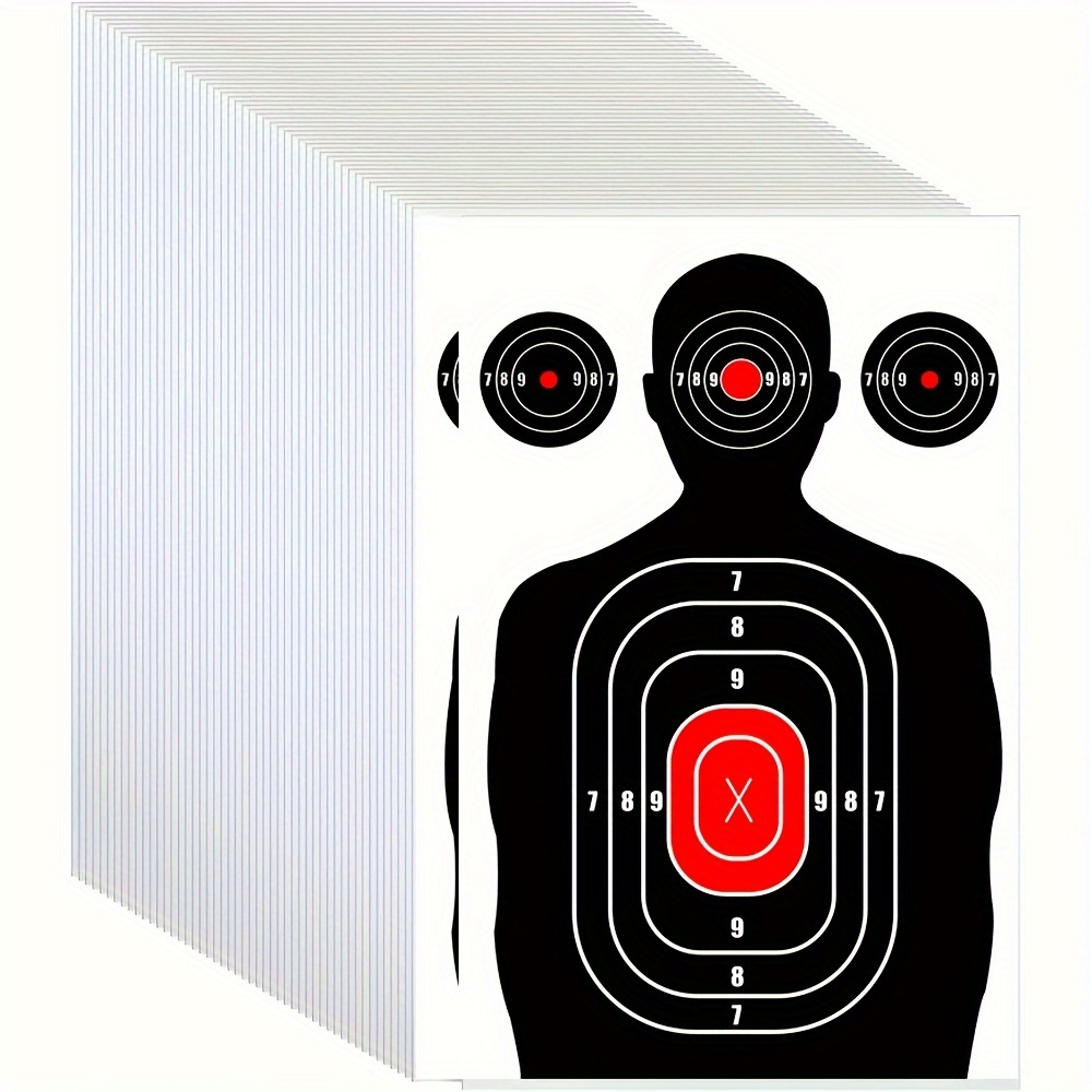 

25 Pack Paper Shooting Targets - Silhouette & Red For Range, Hunting, Handguns, Rifles, Pistols - Bulk Gun Practice Sheets (14x22 Inches)