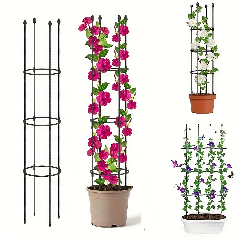 6er Set Verstellbare Tomatenkäfige & Pflanzenstützen – Höhe 121,9 Cm, Metallkern Mit Grüner Kunststoffbeschichtung
