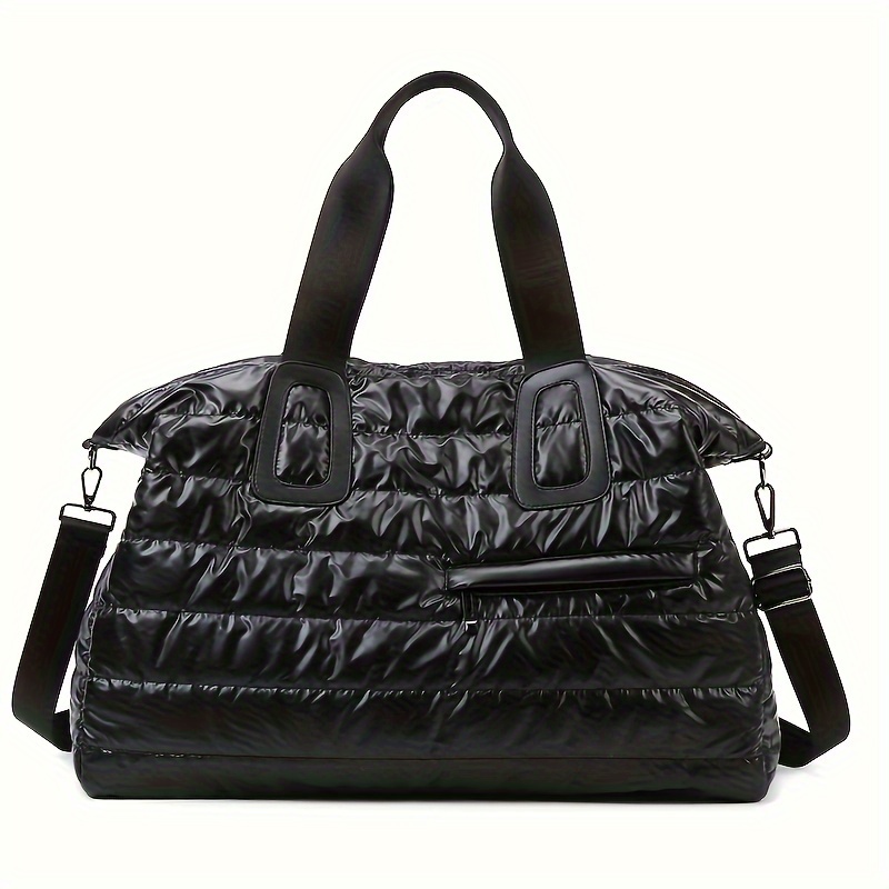 

Large Quilted Gym Bag With Padded Shoulder Strap, Puffer Crossbody Handbag, Perfect For Sports, Fitness, And Travel