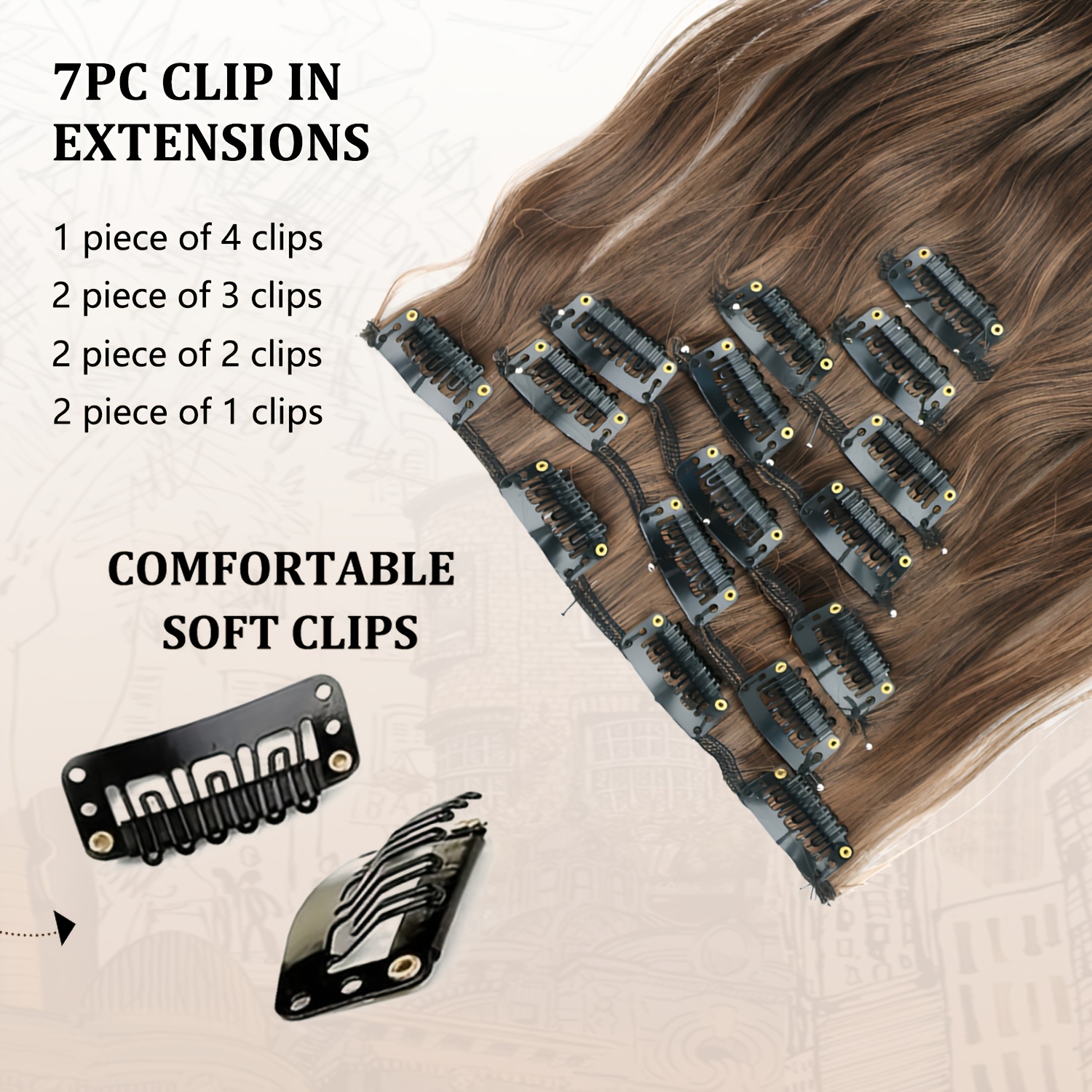 wig clip in hair extensions for women 16 clip curly hair extensions 7 sets of extensions 24inch   wig for everyday parties   and elegant   wig pieces halloween details 2