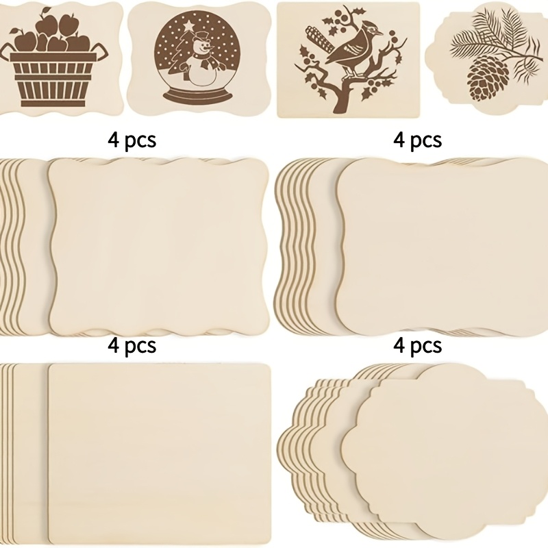16 Unfinished Wooden Slices For Diy Crafts, Blank Wooden Plaques For Painting, Pyrography, Writing, Photo Props, Coasters, And Home Decor - Multifunctional Irregular Shapes