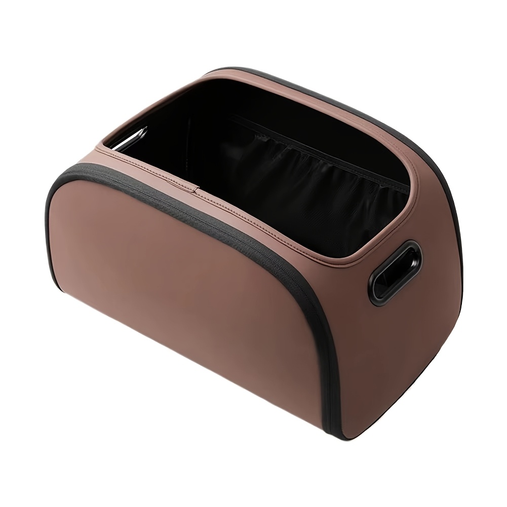 TEMU Universal Large-capacity Luxury Pu Leather Car Trunk Organizer With Built-in Multi-pocket And Wide-opening Design. Suitable For Sedans, Suvs,