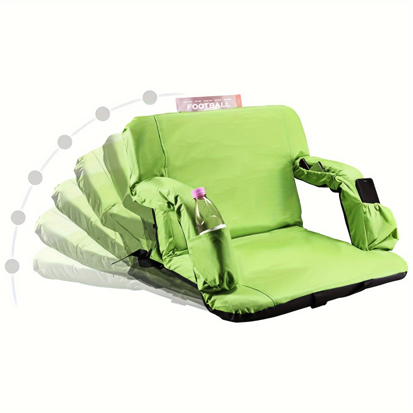 

For With Back Support And Padded Cushion, 24" Extra Wide Portable Reclining Folding Chair With Optional , 4 Pockets And Shoulder Straps, Big Size