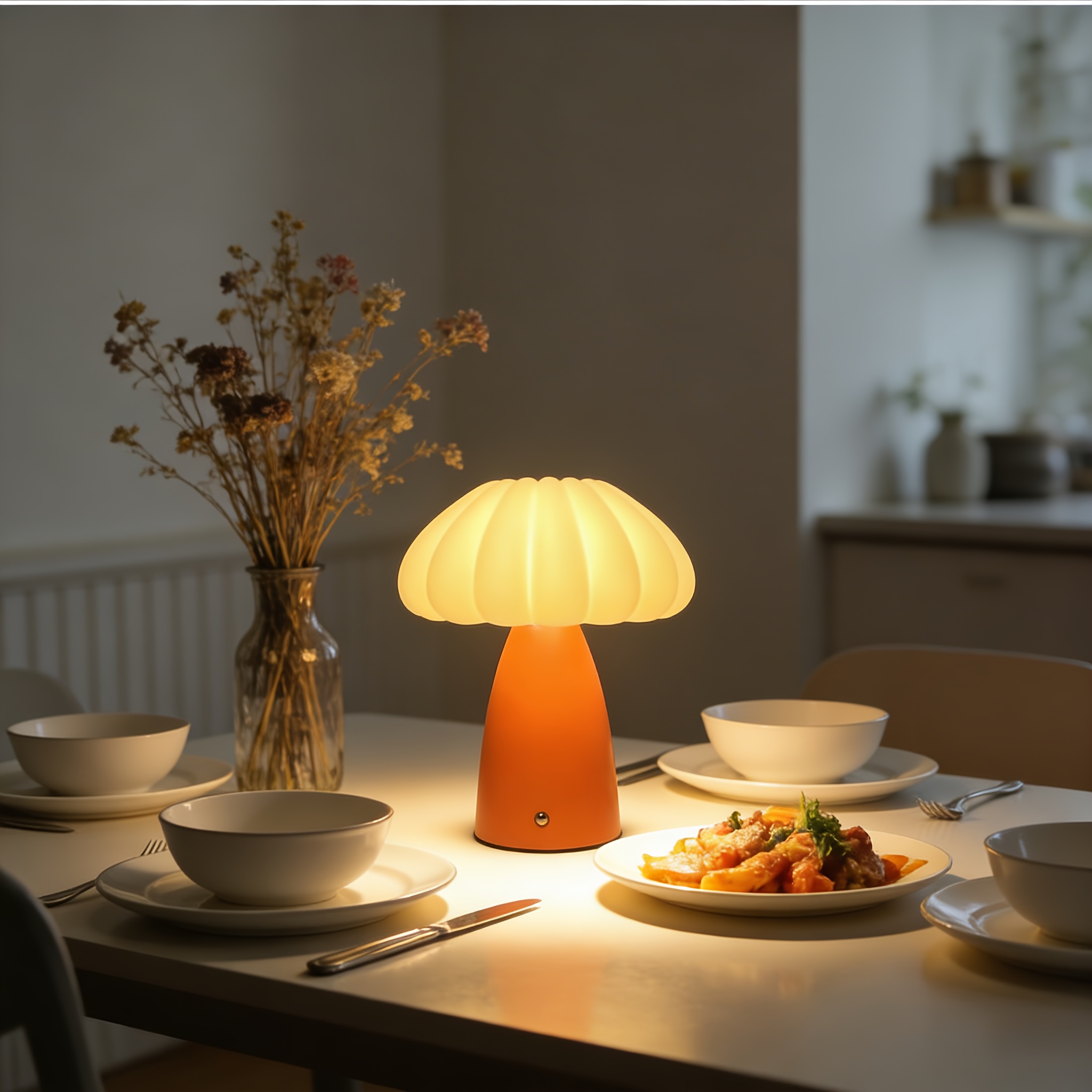 Cute Mushroom Bedside Lamp, Touch Control, Three-Color Dimming, USB Rechargeable Night Light, 1800mAh Large Battery, Suitable for Bedroom, Living Room, and Hallway Decoration