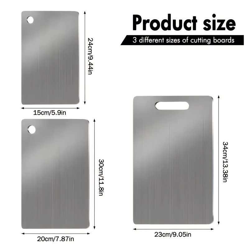 TEMU 3pcs Stainless Steel Cutting Board Set For Home Kitchens: Effortlessly Fruits, Veggies, Meat& Bread With Food-safe, Easy-