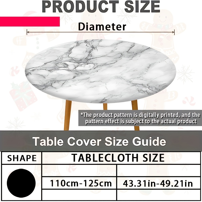 TEMU 1 pièce, Nappe Ronde Élastique Imprimée Marbre 2D - Design Simple et Élégant avec un Haut de Gamme. Idéale pour la Décoration des à Manger ou