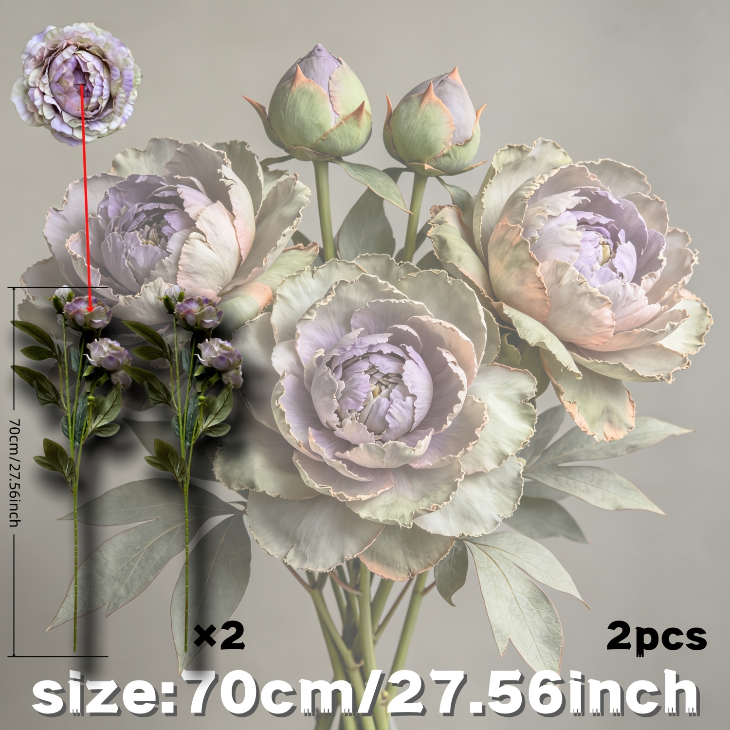 TEMU High-end Vintage Oil Painting Peony Bouquet - Vintage Distressed Texture - Gradient Purple - 2pcs - Suitable For Home Decor - Holiday Decor -