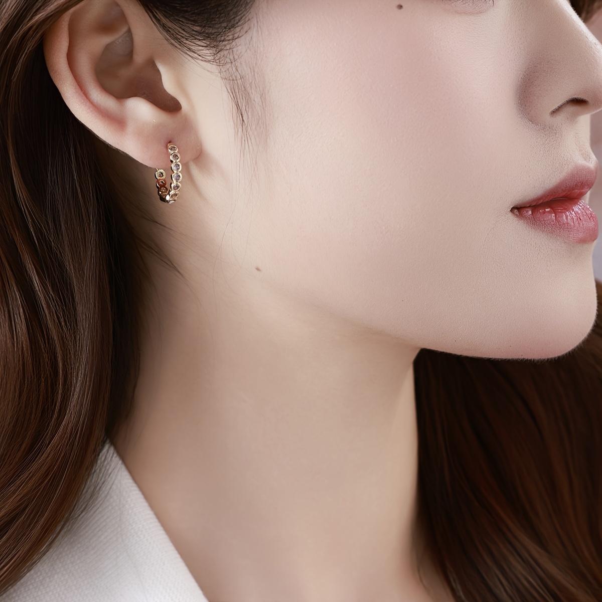 Women's Copper Teardrop Earrings with Synthetic Zirconia