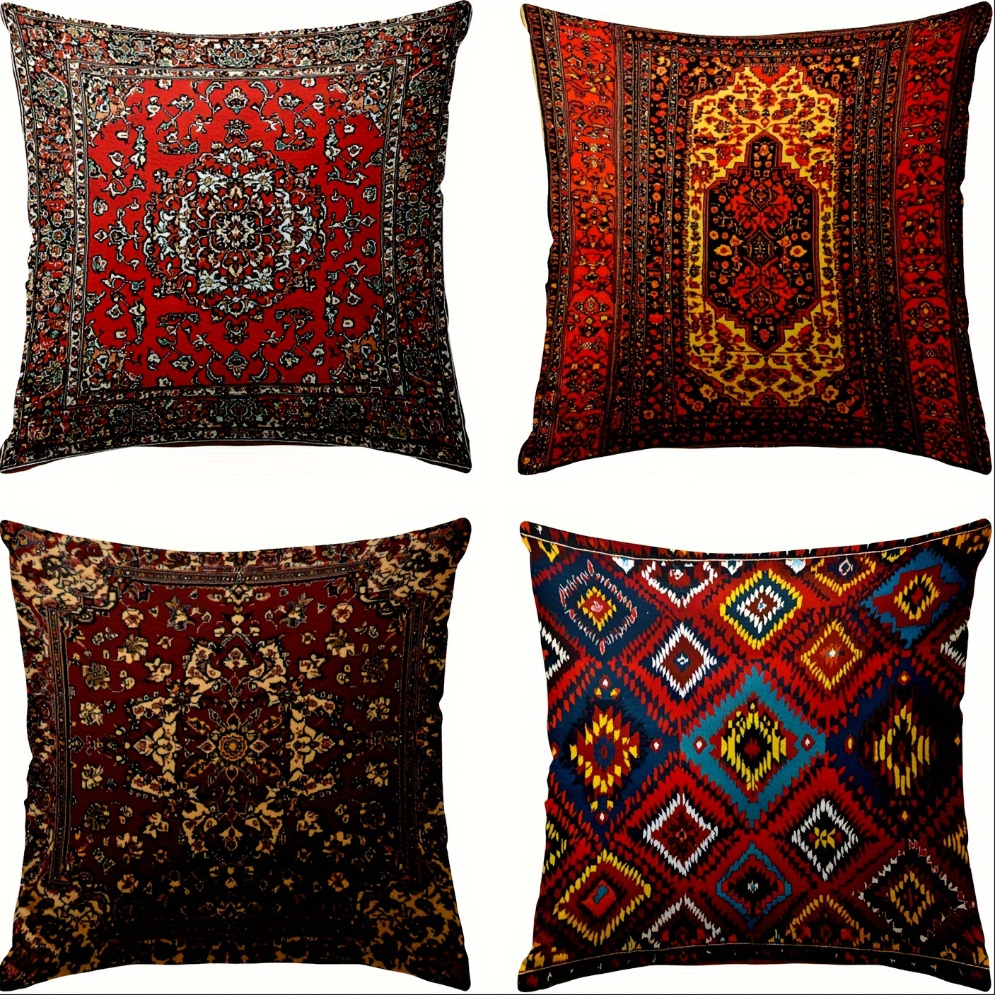 

4- Texture Cushion Covers 18x18inch, Pattern, Washable, Zippered, Allergy-free, ,