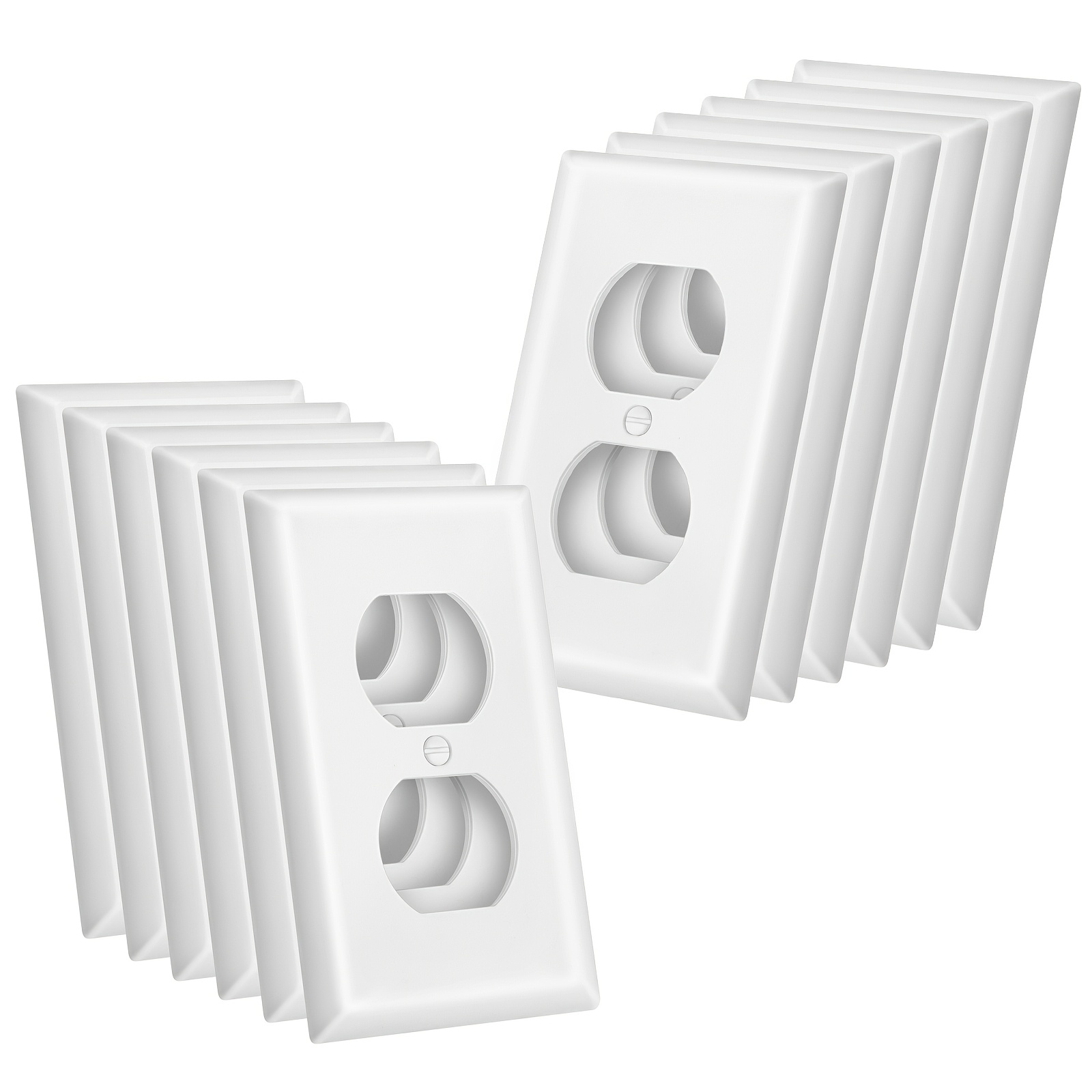 

12-pack Standard Size White Plastic Outlet Covers, , No Power Needed, Non-battery Wall Plate Covers