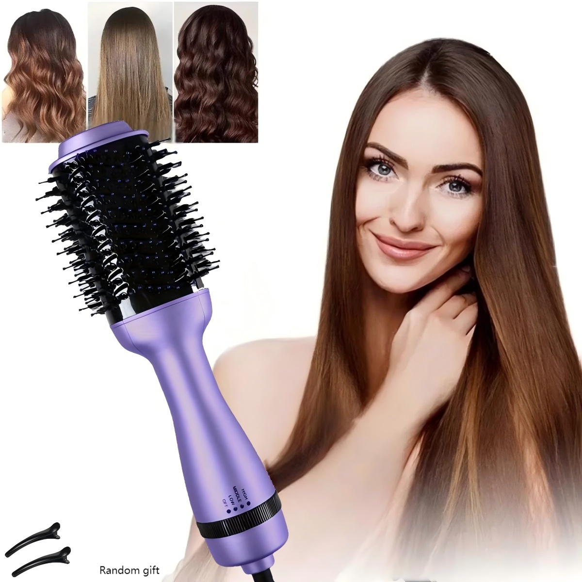 in hot air brush hair dryer wet dry curling comb lazy Temu