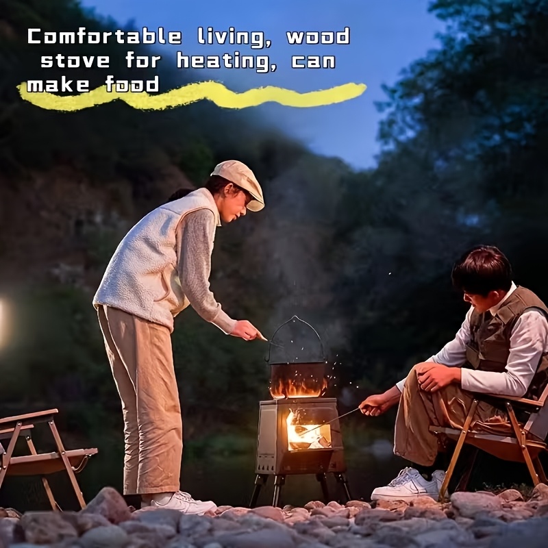 Portable Wood Burning Camp Stove - Heavy-Duty Outdoor Campfire Stove with Sturdy Legs & Air Vents, Firewood/Bonfire Compatible for Hiking, Backpacking, Picnic, BBQ, Travel - No Electricity/Flint/Magnesium Needed 2 Portable Wood Burning Camp Stove - Heavy-Duty Outdoor Campfire Stove with Sturdy Legs & Air Vents, Firewood/Bonfire Compatible for Hiking, Backpacking, Picnic, BBQ, Travel - No Electricity/Flint/Magnesium Needed - Image 2