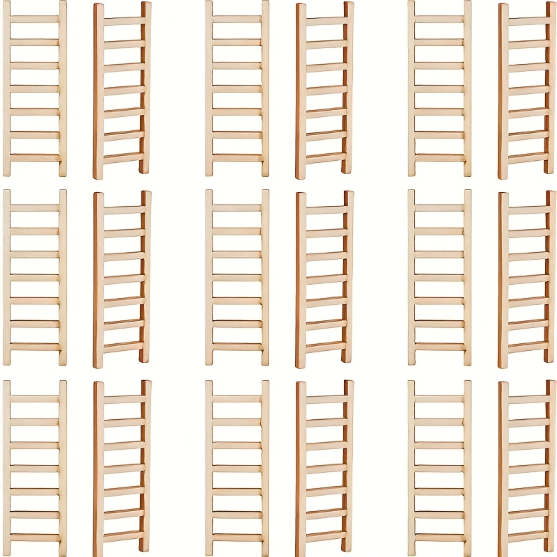 30pcs Of Mini Wooden Ladders For Micro Landscape Decoration, Suitable For Hand Painting House Decor, Measuring 0.79x2. (2x6 Cm)