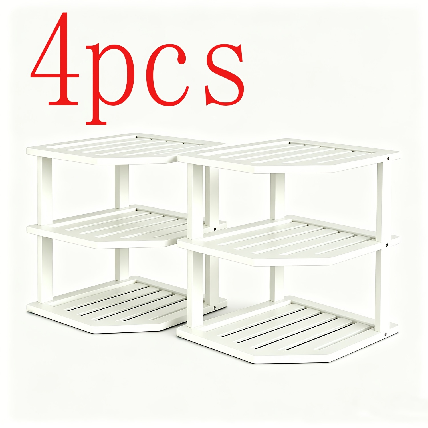 Set Of 4 Racks, Designed For 90° Corners, Fit Against The Wall, Perfect For The Kitchen, For Plates, Dishes, Bowls, Bread Pantry, Bathroom Storage Or Countertop Stand, Labor Day., Utility Racks