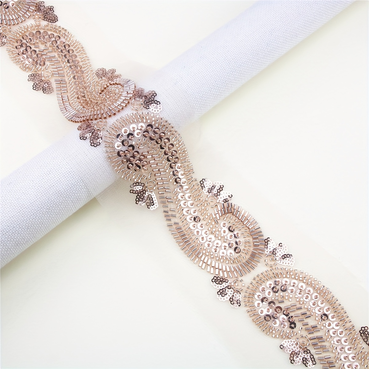 Mesh Sequin Bead Embroidery Heavy-Duty Lace for DIY Accessories