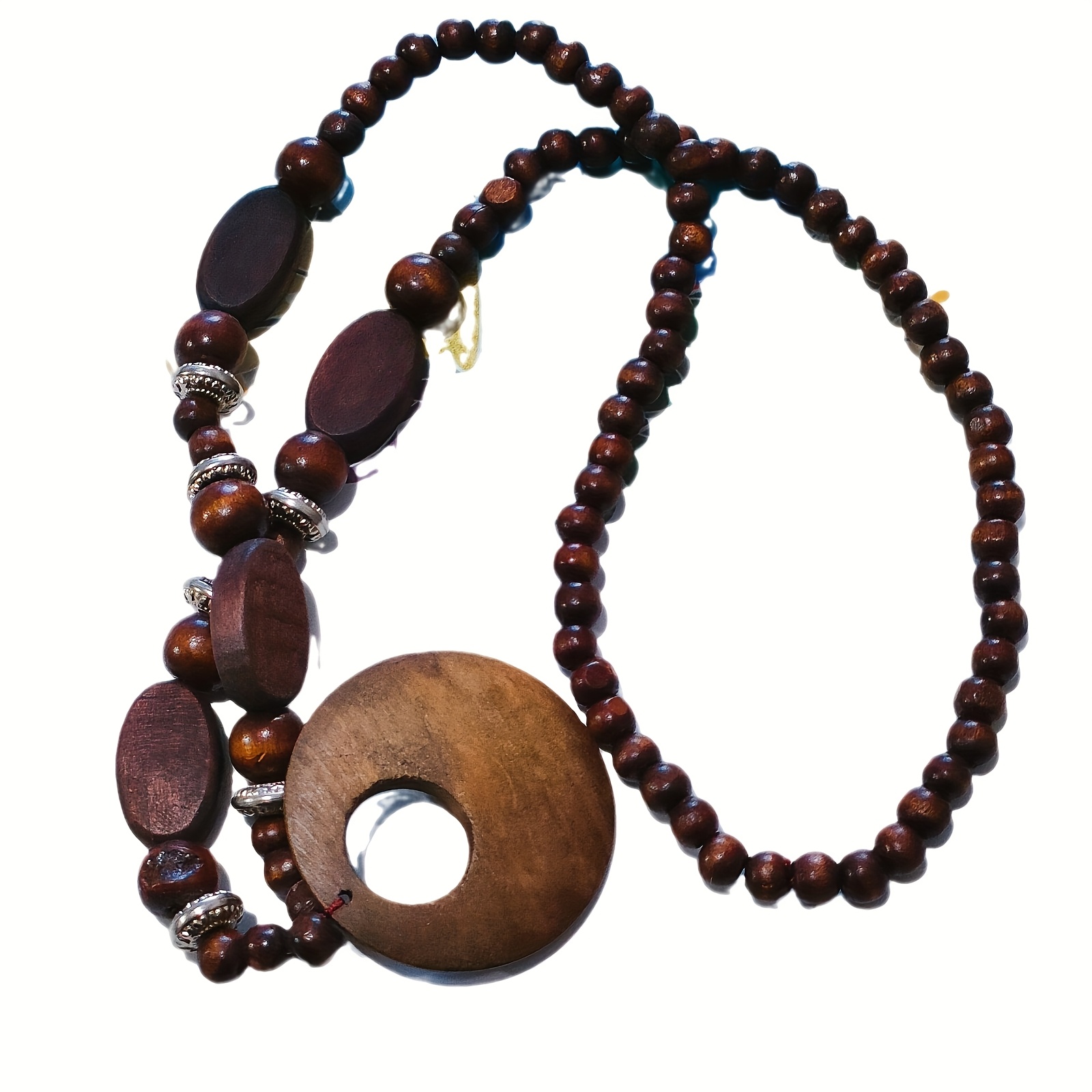 Men's Ethnic Style Wooden Sweater Chain Necklace