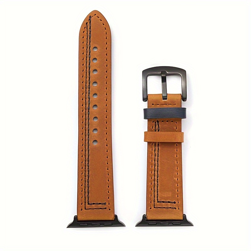 GFHEYE Vintage Genuine Leather Watch Band for Apple Watch - Soft, Comfortable Strap 38mm-49mm | Retro Style for Men & Women | Fits for iWatch Ultra/SE/Series 1-8, Compatible, 40mm 41mm 42mm 44mm 45mm