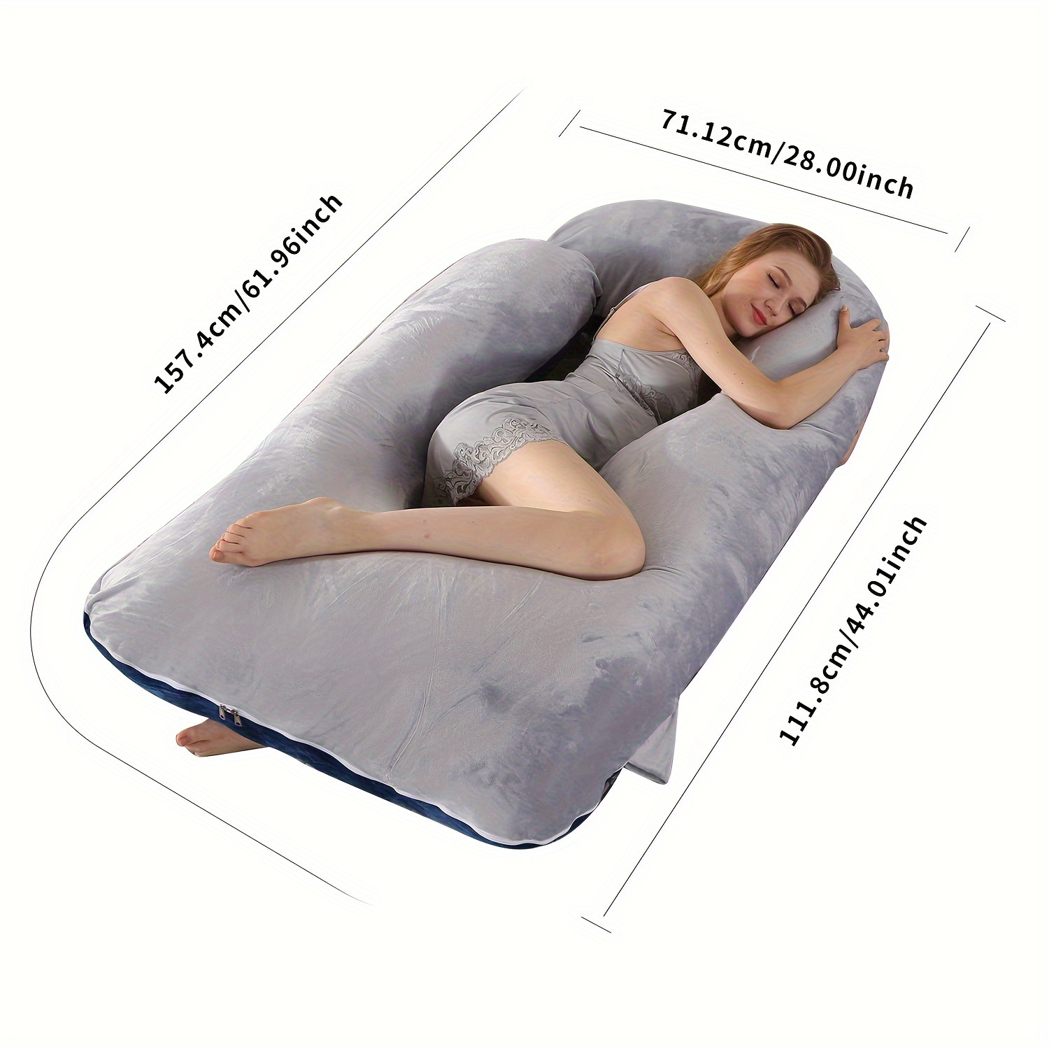 Wedge Pillow Pregnancy Pillow With Cooling Cover, Side J Type Full