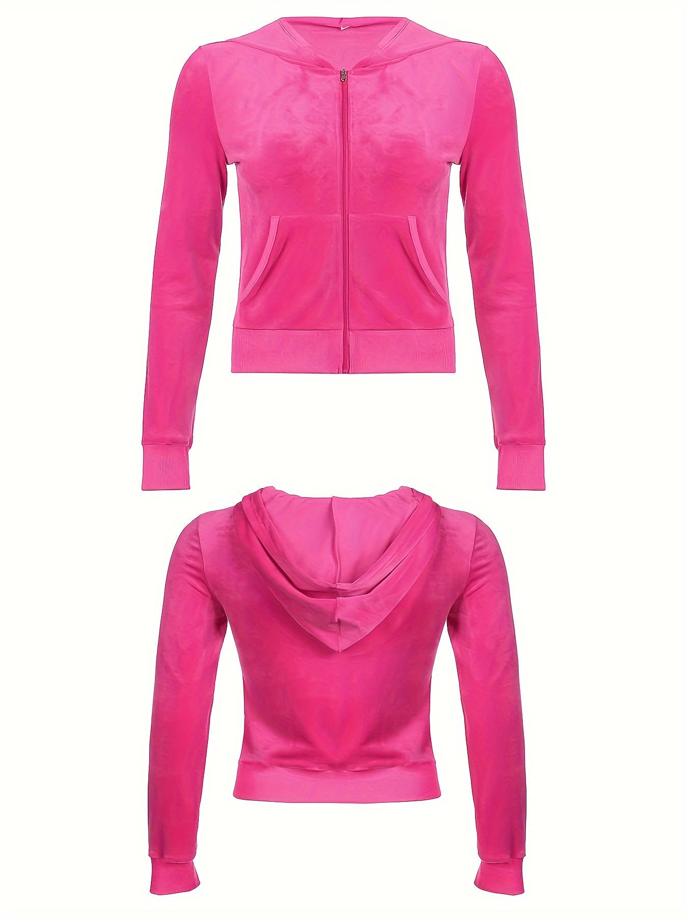 [  ]★24FW★韓国人気★VELOUR HOODIE TRACK SET UP women's velour tracksuit set heart print long sleeve zipper